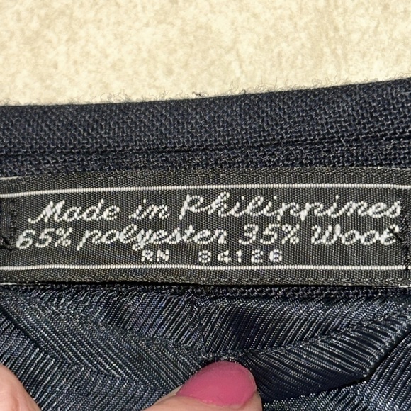 Cross & Winsor Navy Polyester & Wool Blazer Sport Coat Suit Preowned Size 48R - Picture 6 of 9